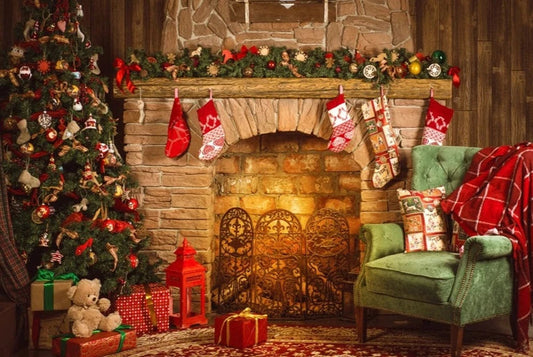 KMK - Christmas Fireplace backdrop