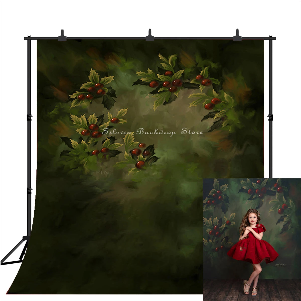 KMK - Christmas Floral Berry Backdrop