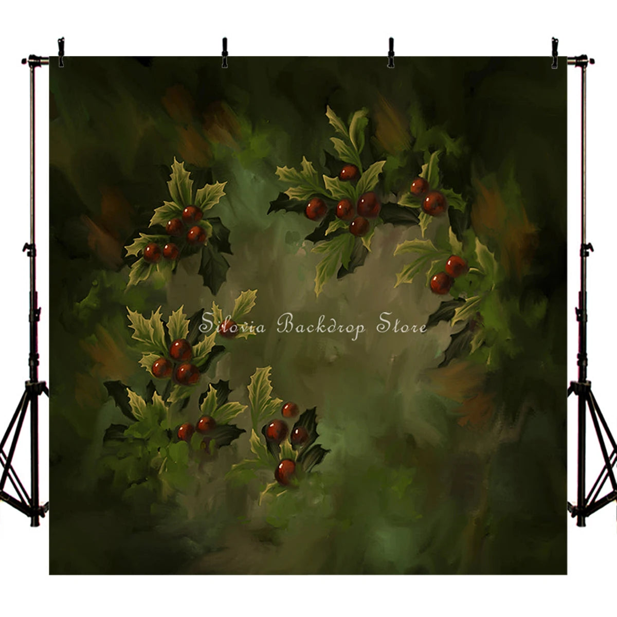 KMK - Christmas Floral Berry Backdrop