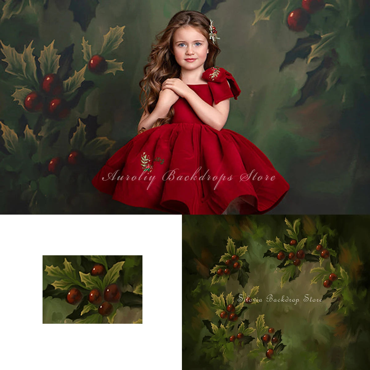 KMK - Christmas Floral Berry Backdrop