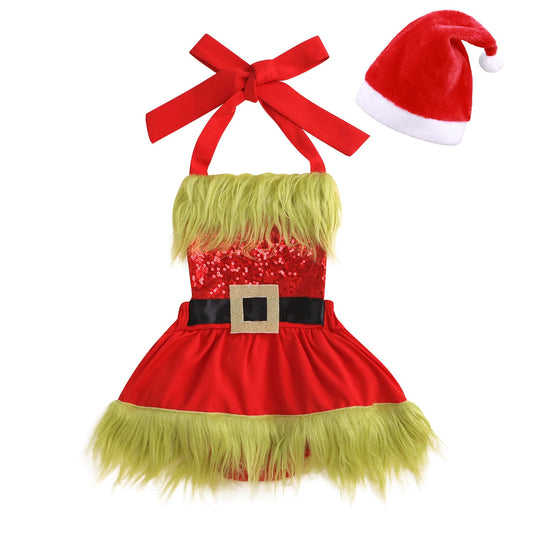 KMK - Christmas Grinch Romper/Dress Set