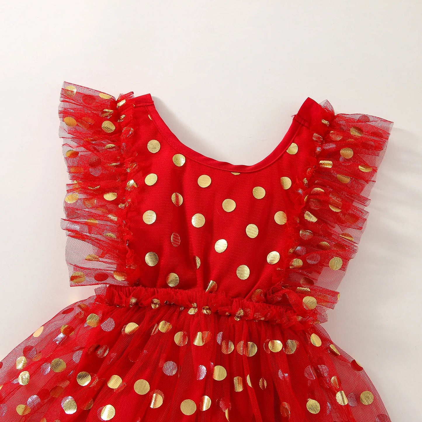 KMK - Christmas Polka Dot Mesh Romper