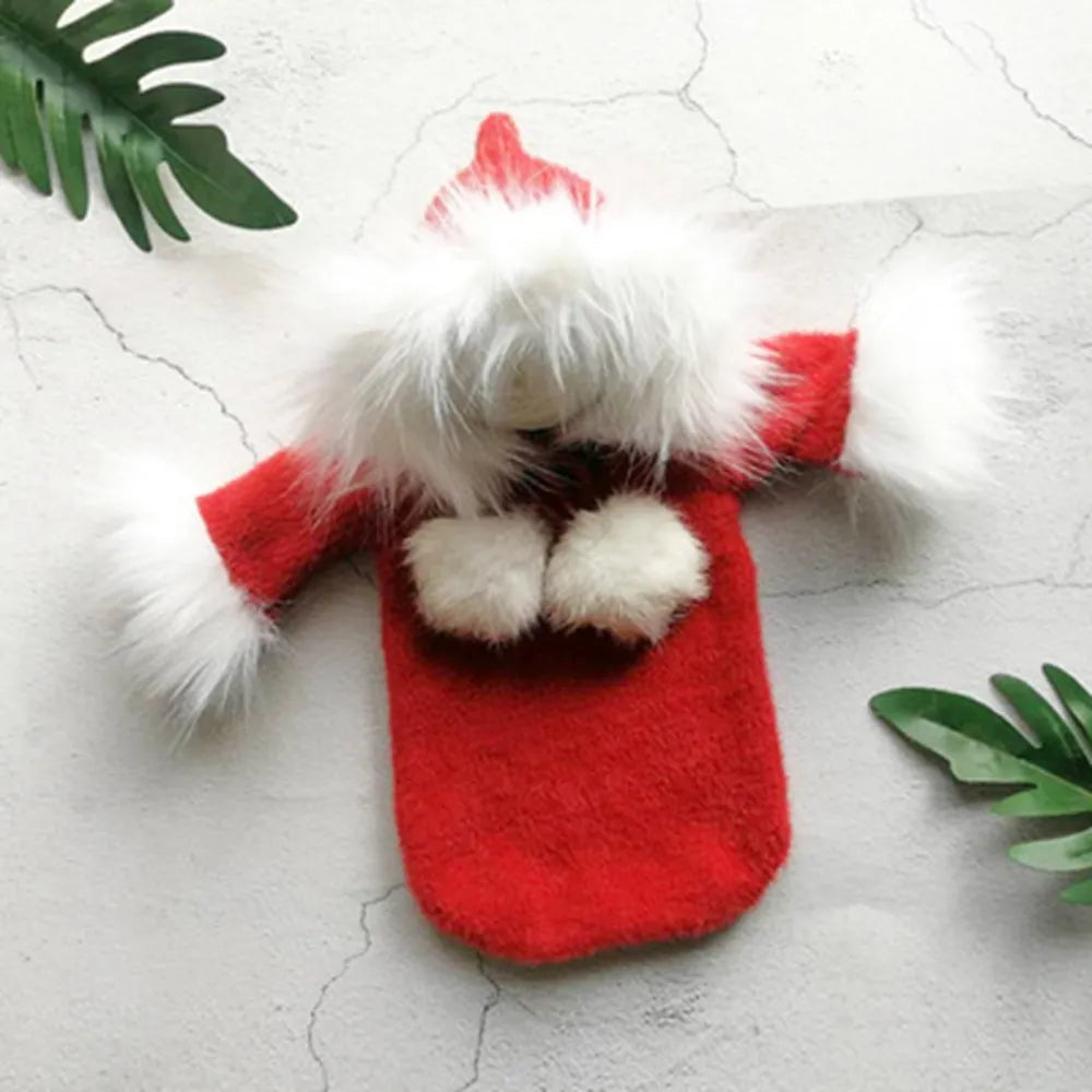 KMK - Christmas Red Fur Lined Hooded Romper