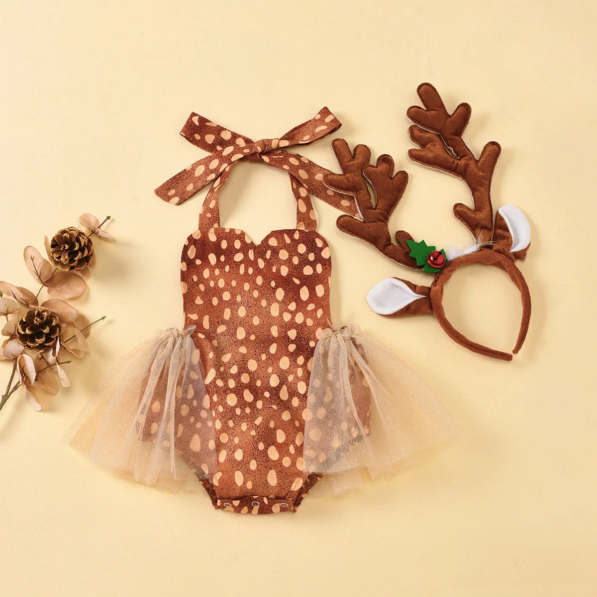 KMK - Christmas Reindeer Romper/Dress Set