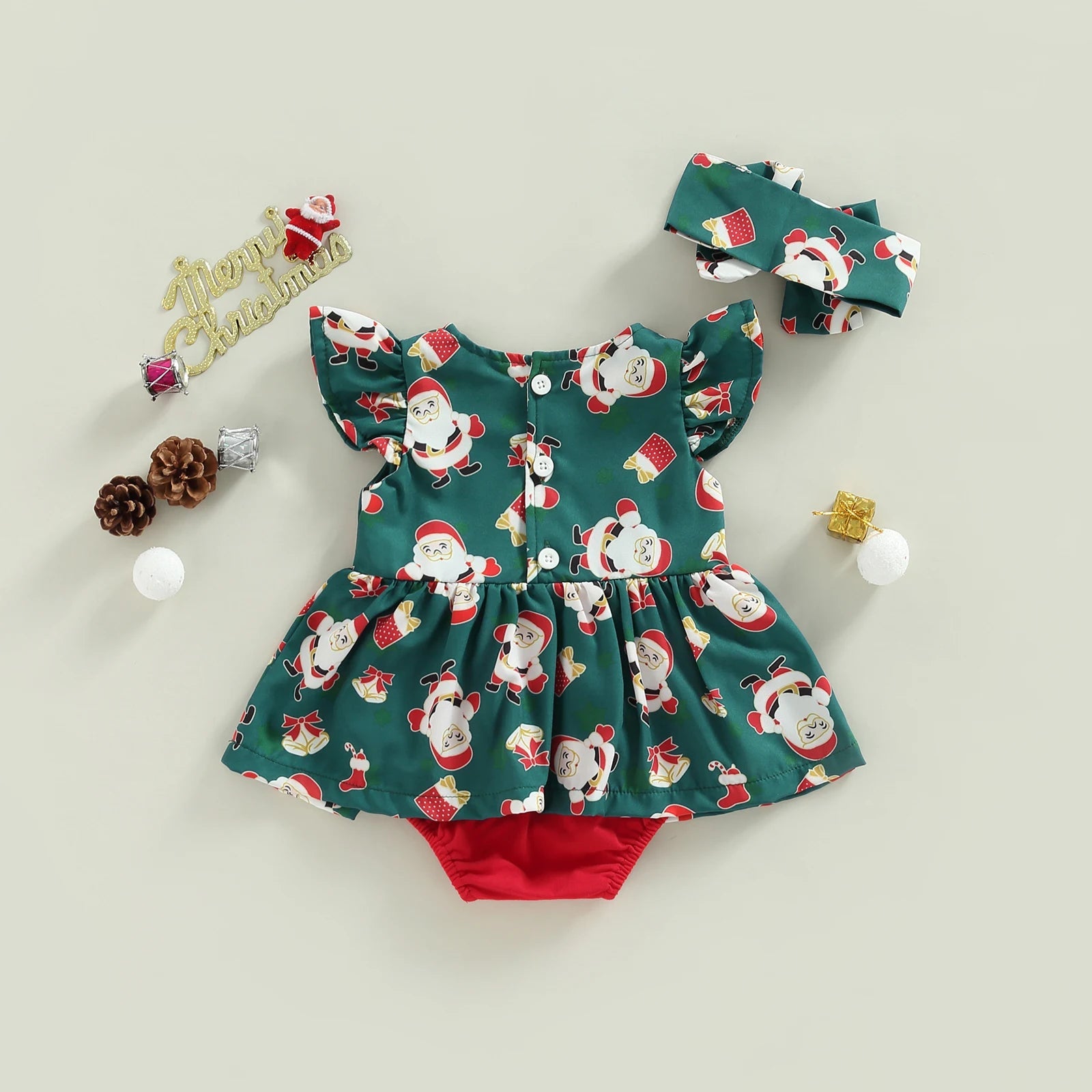 KMK - Christmas Sant Romper + Headband