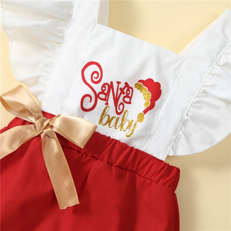 KMK - Christmas Santa Baby Romper + Headband