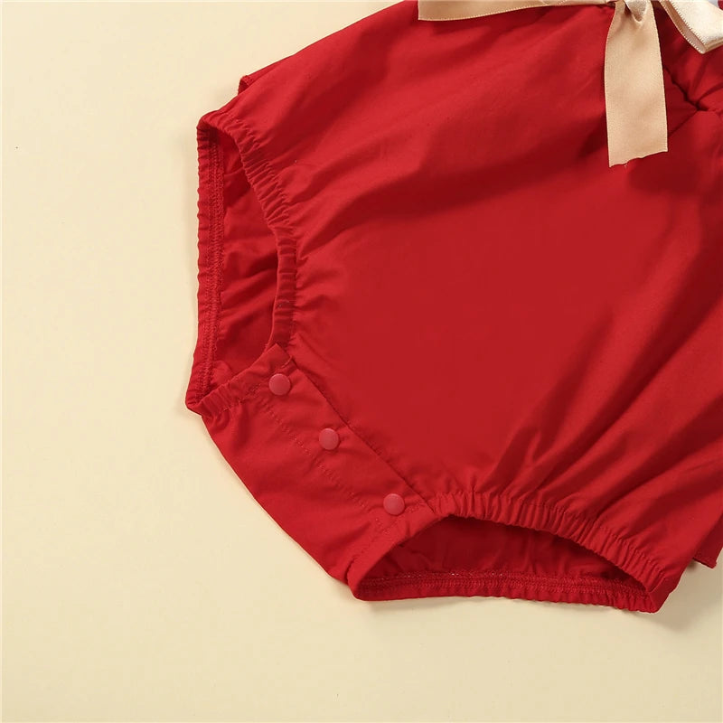 KMK - Christmas Santa Baby Romper + Headband