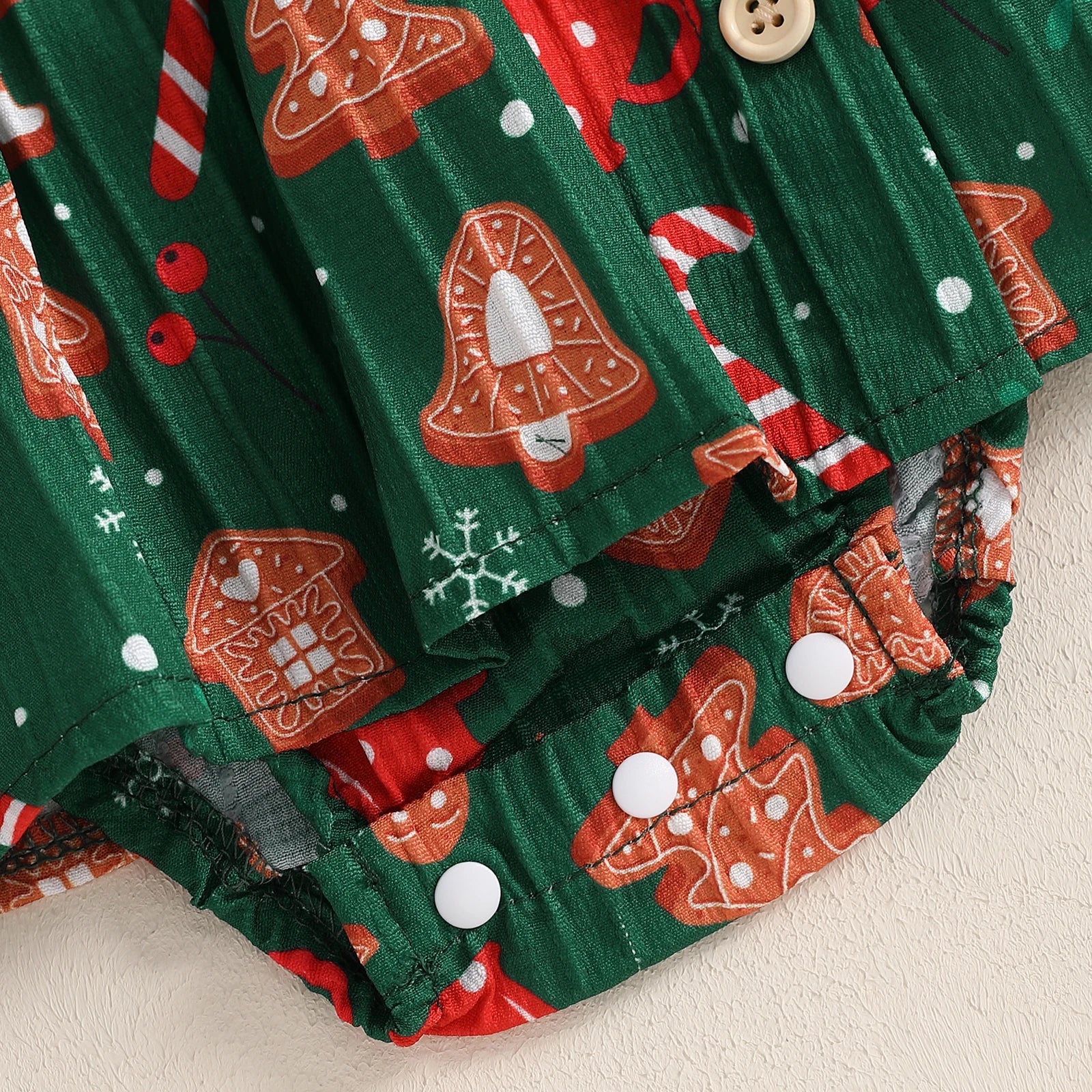 KMK - Christmas Tree Gingerbread Man Romper + Headband