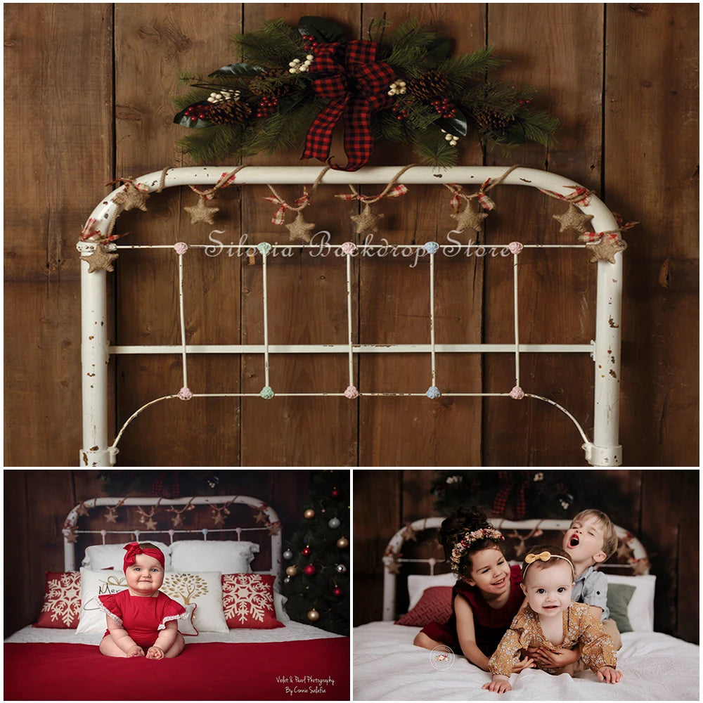 KMK - Christmas White Headboard Photo Backdrop