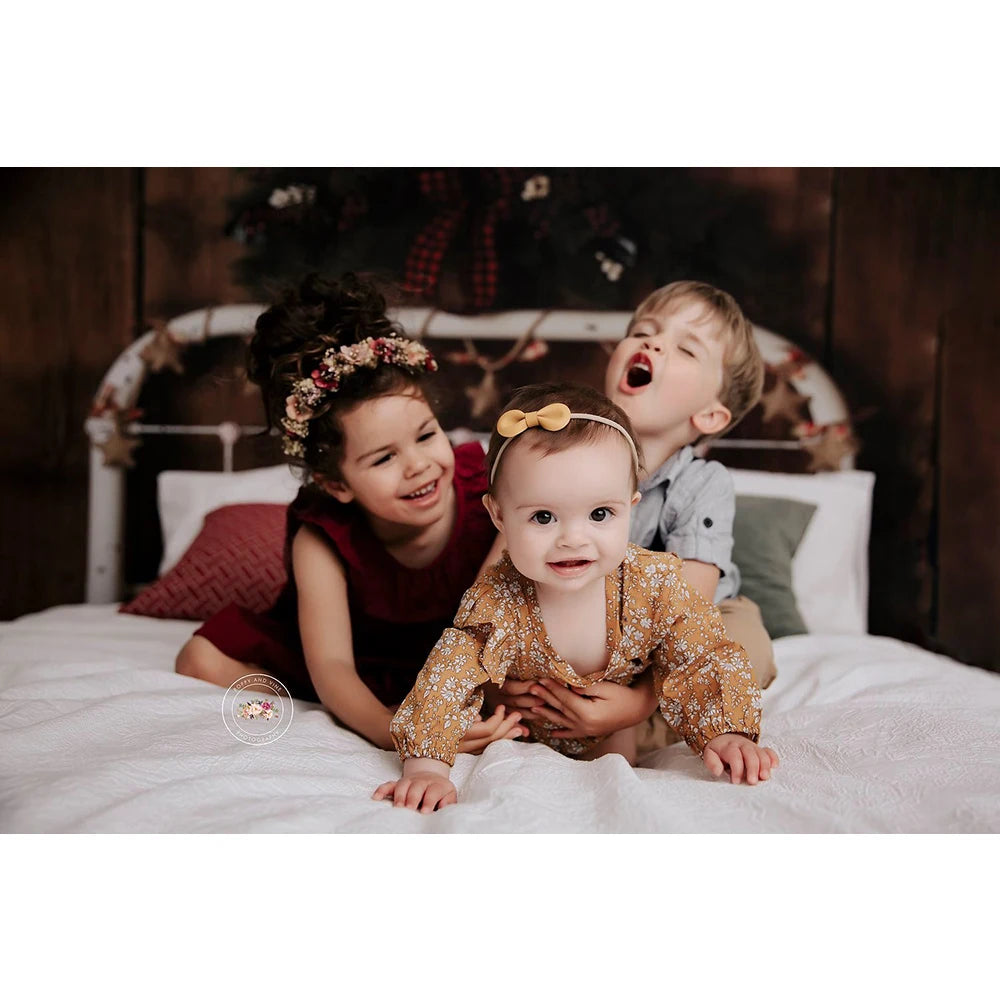 KMK - Christmas White Headboard Photo Backdrop