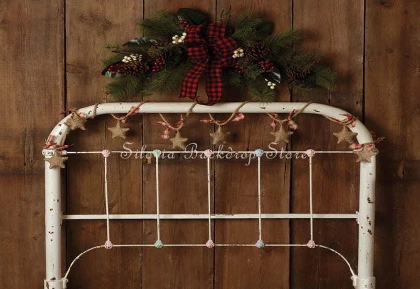 KMK - Christmas White Headboard Photo Backdrop