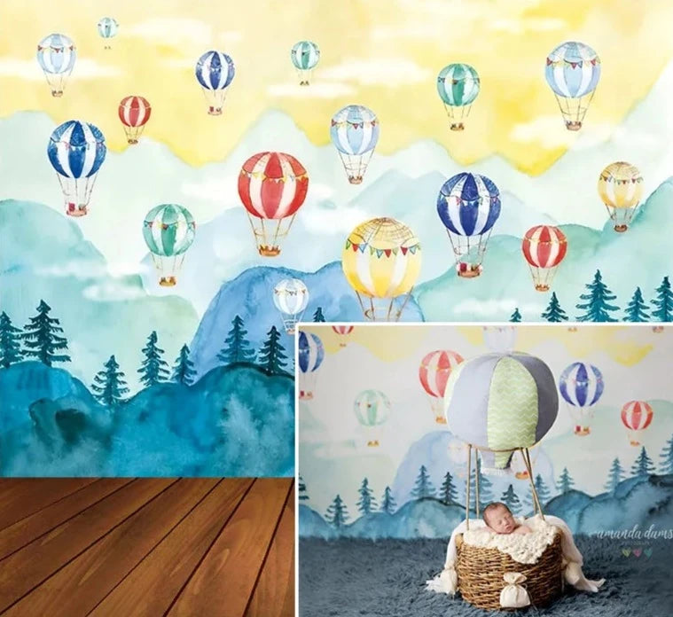 KMK - Colourful Hot Air Balloons Backdrop