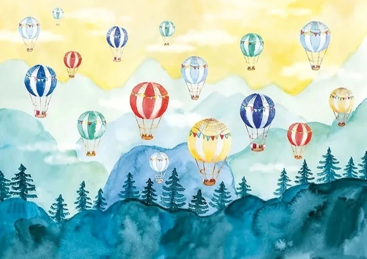 KMK - Colourful Hot Air Balloons Backdrop