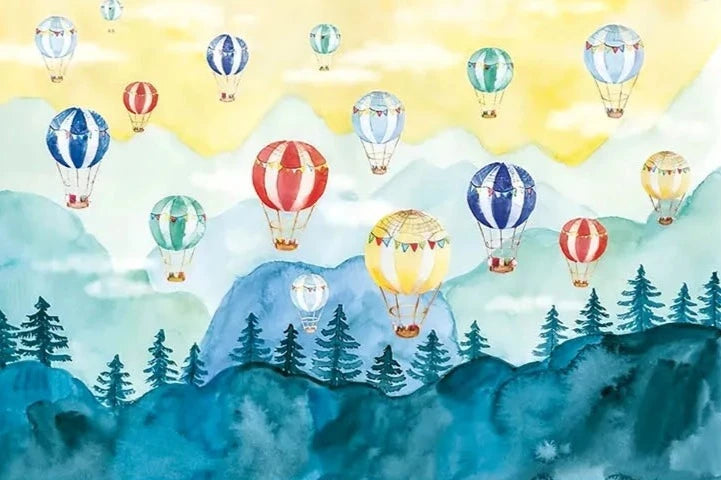 KMK - Colourful Hot Air Balloons Backdrop