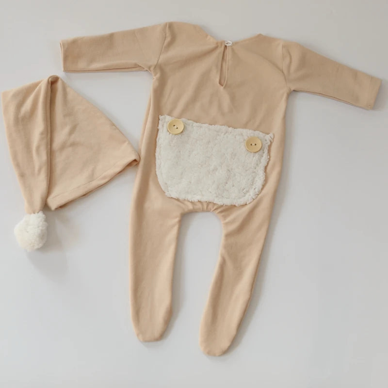 KMK - Cotton Stretch Romper+Hat Set