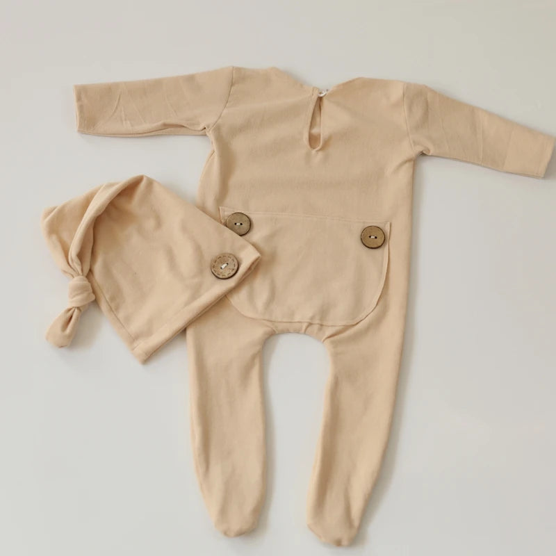 KMK - Cotton Stretch Romper+Hat Set