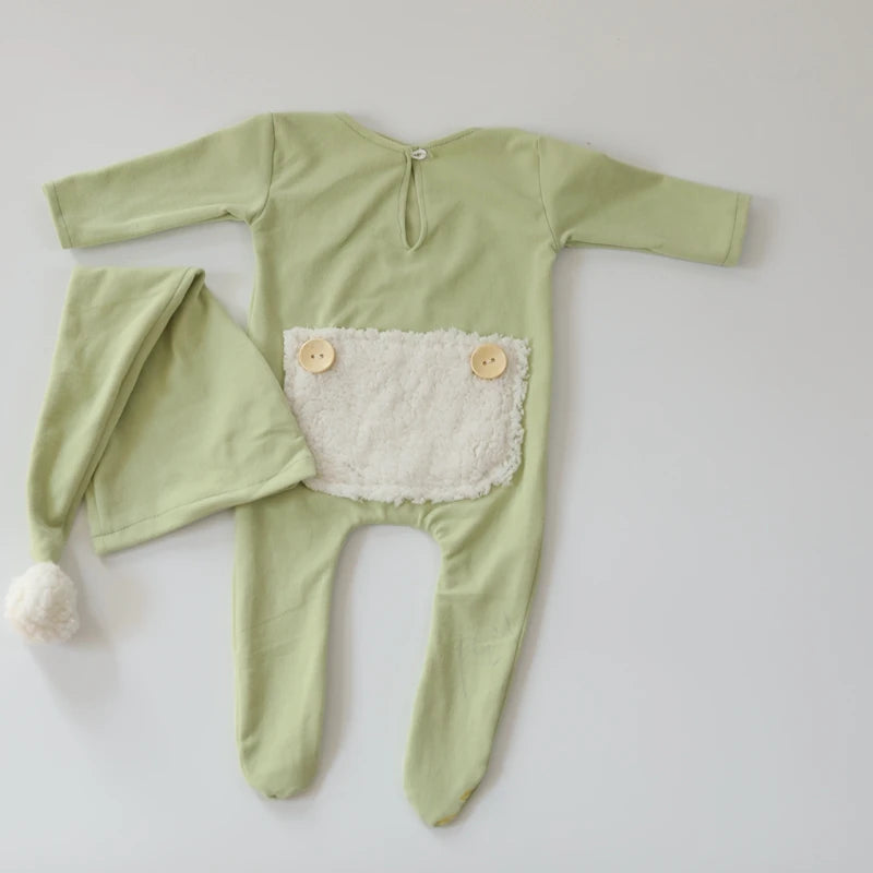 KMK - Cotton Stretch Romper+Hat Set