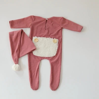 KMK - Cotton Stretch Romper+Hat Set