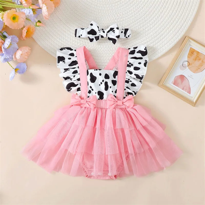 KMK -Cow Print Dress + Headband