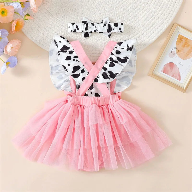 KMK -Cow Print Dress + Headband