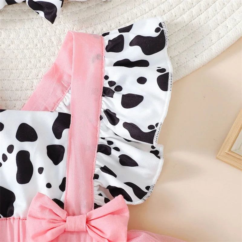 KMK -Cow Print Dress + Headband