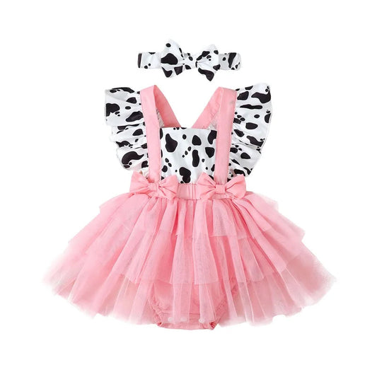 KMK -Cow Print Dress + Headband