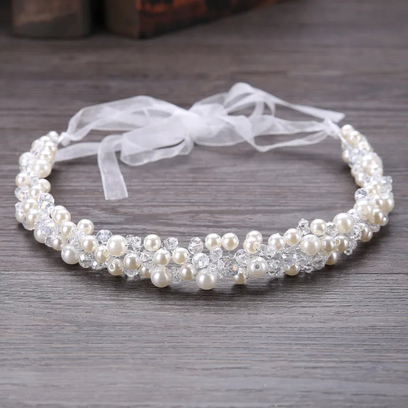 KMK - Crystal Beads Ribbon Headband