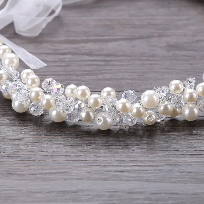 KMK - Crystal Beads Ribbon Headband