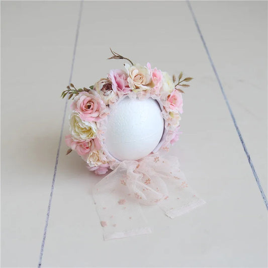 KMK - Cute Newborn Floral Bonnet