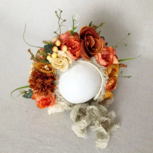 KMK - Cute Newborn Floral Bonnet