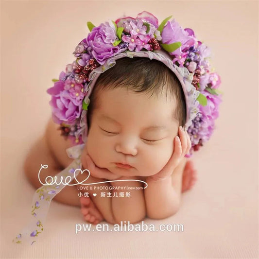 KMK - Cute Newborn Floral Bonnet