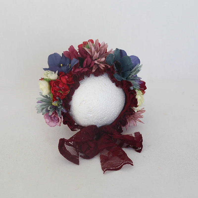 KMK - Cute Newborn Floral Bonnet