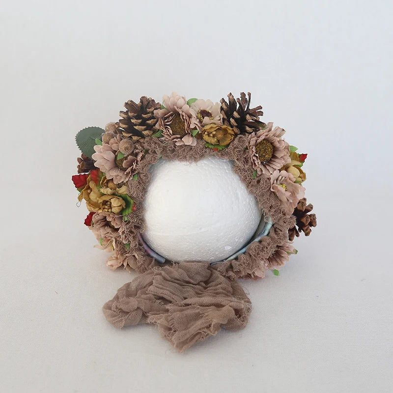 KMK - Cute Newborn Floral Bonnet