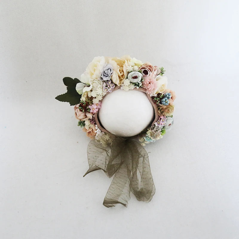 KMK - Cute Newborn Floral Bonnet