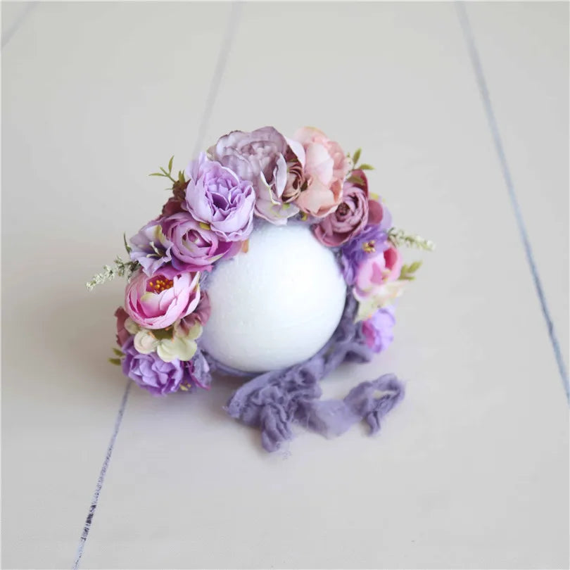 KMK - Cute Newborn Floral Bonnet