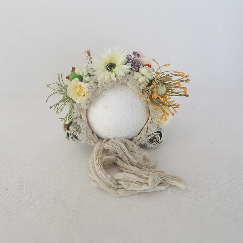 KMK - Cute Newborn Floral Bonnet