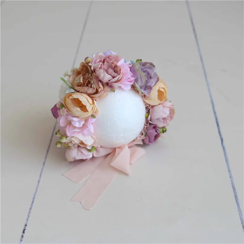 KMK - Cute Newborn Floral Bonnet