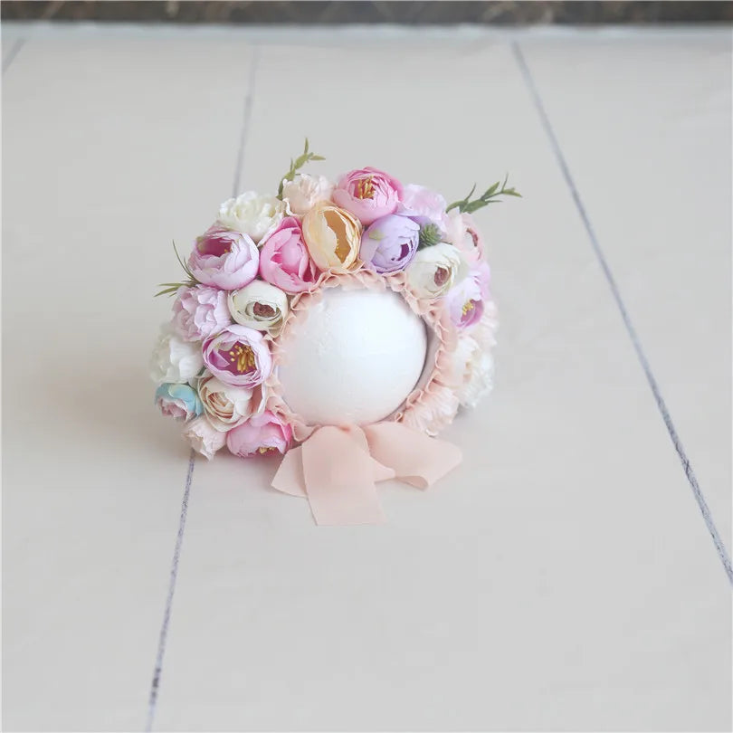 KMK - Cute Newborn Floral Bonnet