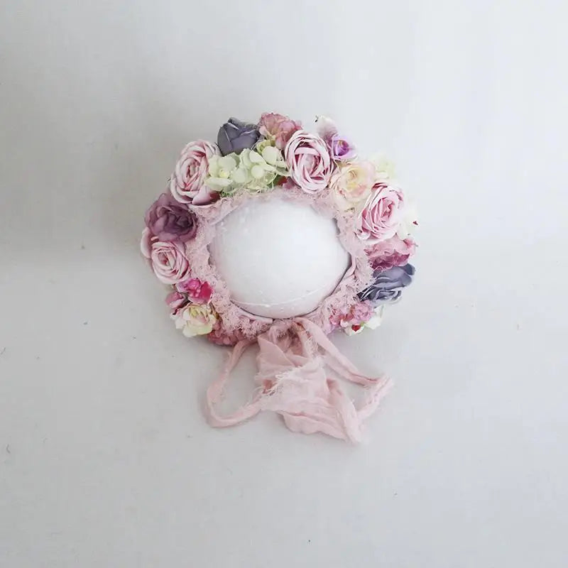 KMK - Cute Newborn Floral Bonnet