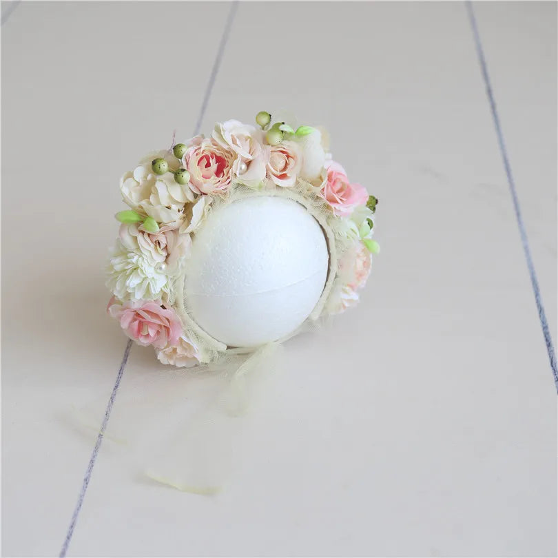 KMK - Cute Newborn Floral Bonnet