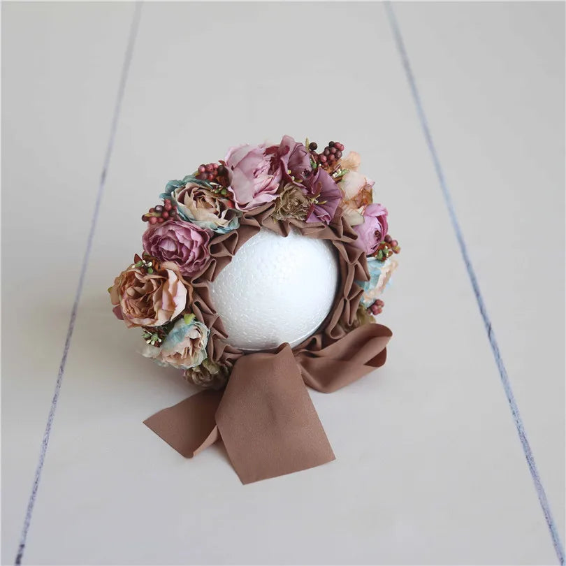 KMK - Cute Newborn Floral Bonnet