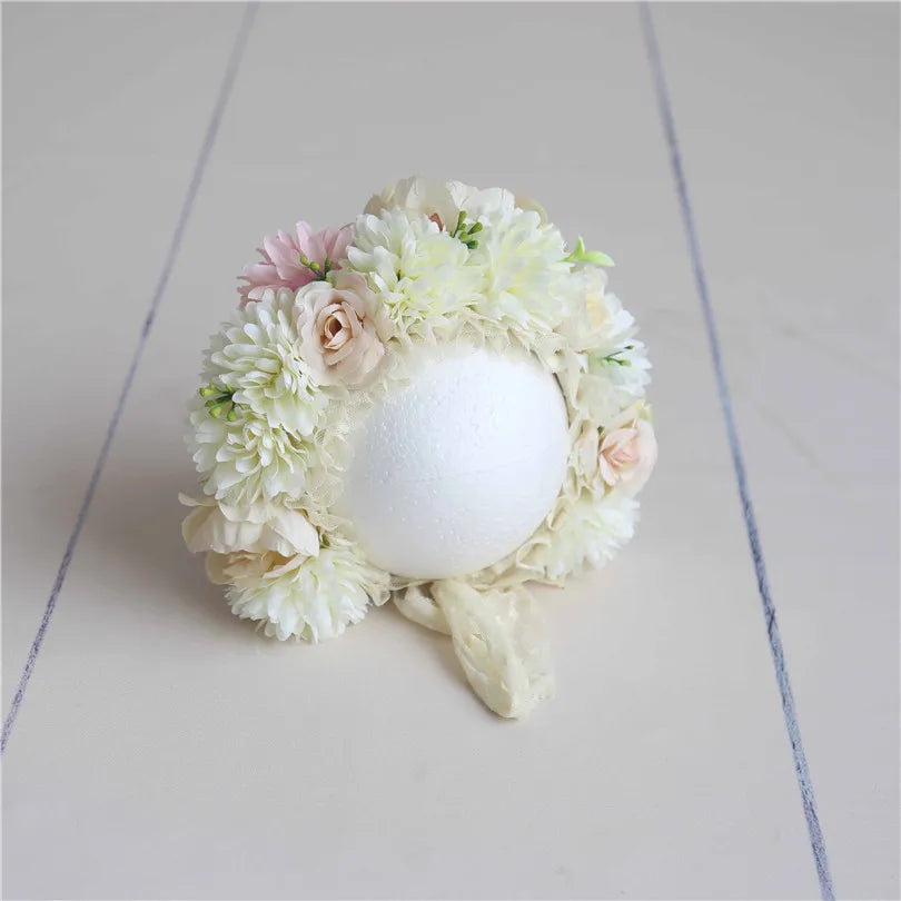 KMK - Cute Newborn Floral Bonnet