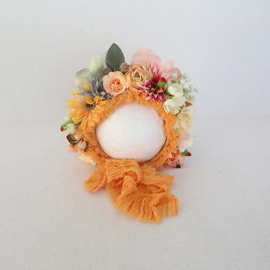 KMK - Cute Newborn Floral Bonnet