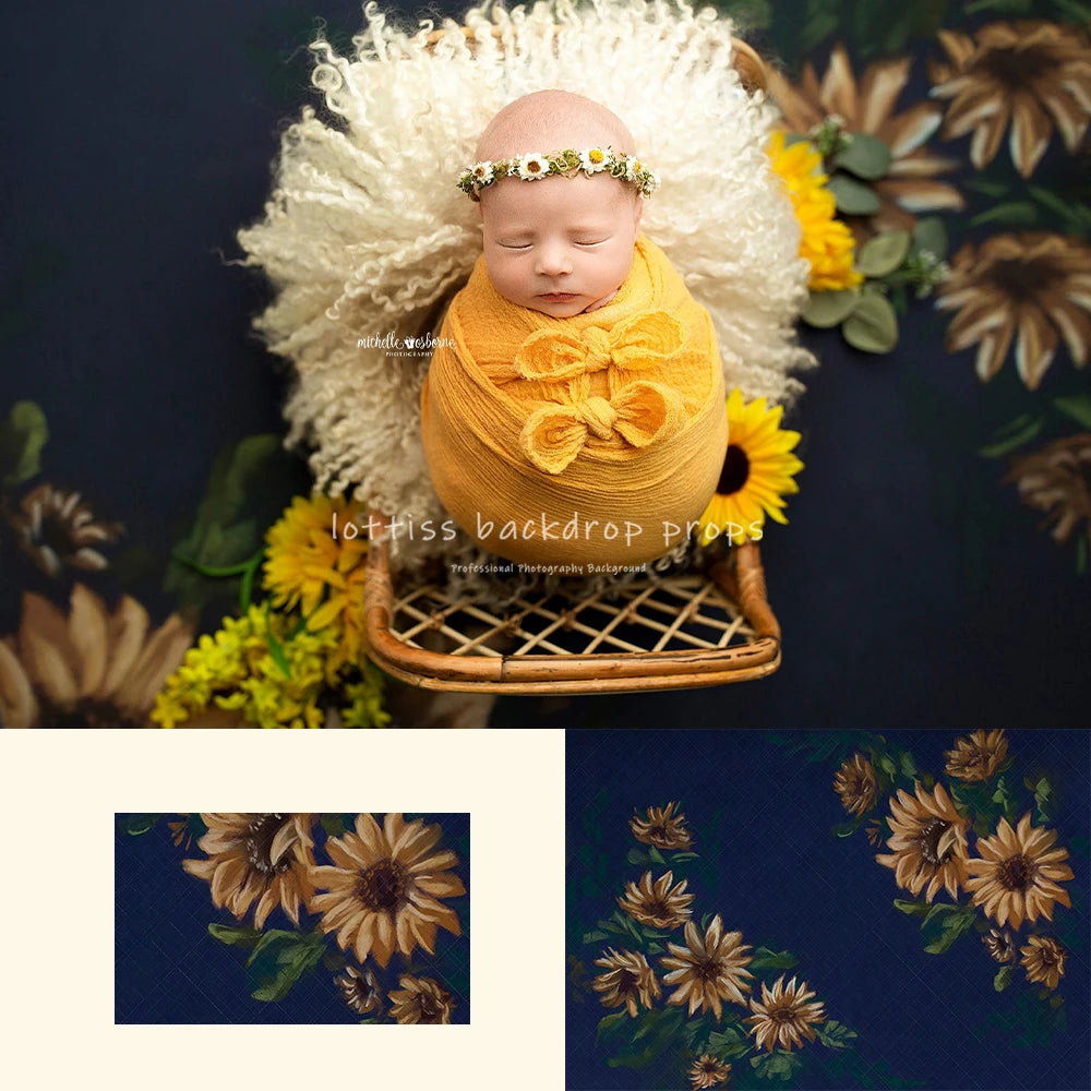 KMK - Dark Blue Sunflower Backdrop