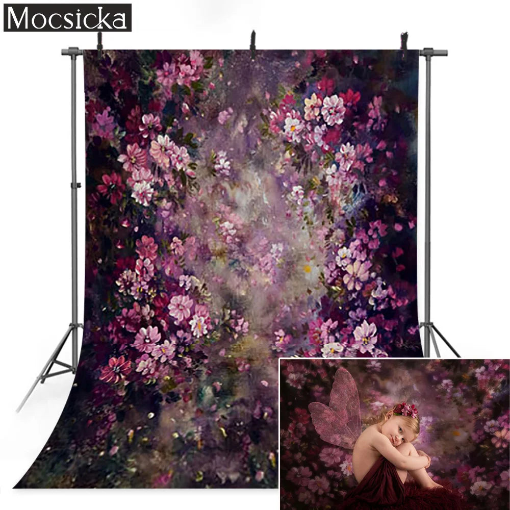 KMK - Dark Pink Floral watercolour backdrop