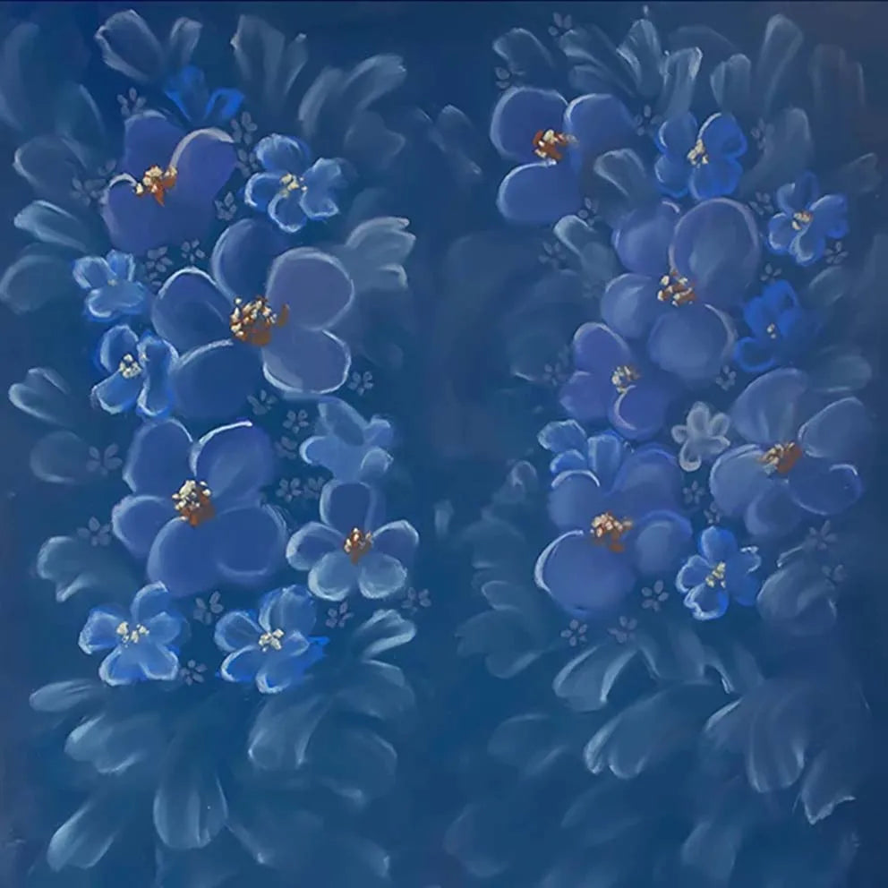 KMK - Deep Blue Flower Backdrop