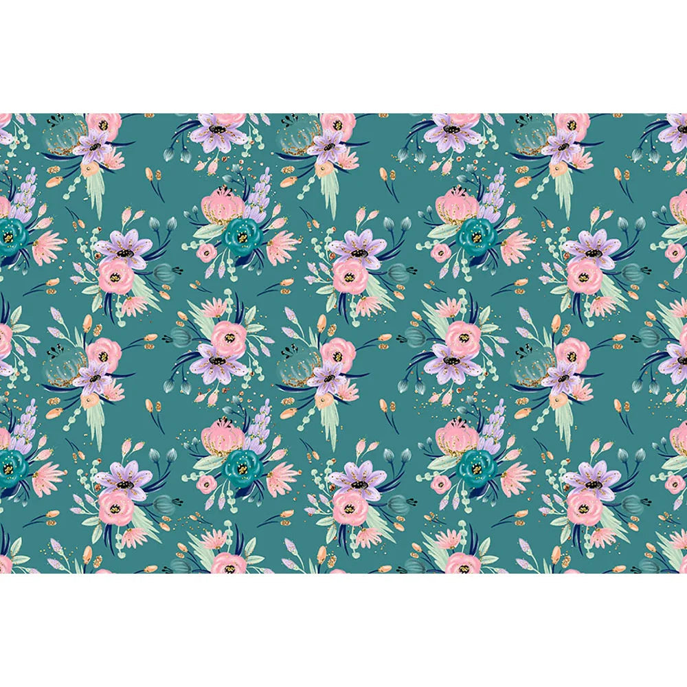 KMK - Deep Green Flowers Backdrop