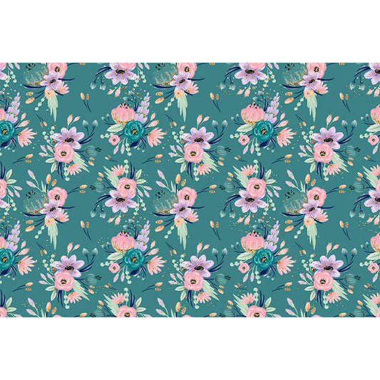 KMK - Deep Green Flowers Backdrop