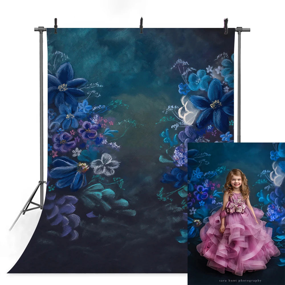 KMK - Deep Navy Floral watercolour backdrops