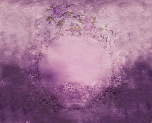 KMK - Deep Purple Floral Wreath Watercolour Backdrop